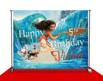 Princess party Ocean World birthday child Marine Moana fabric custom shoot prop background photocall photo studio sxy191