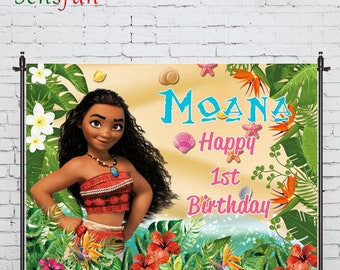 Moana Birthday Photo Booth Backdrop: Tropical Princess Party Decor