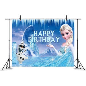 Snow Princess Birthday Background, Fairy Tale Backdrop, Personalized customization Frozen backgrounds