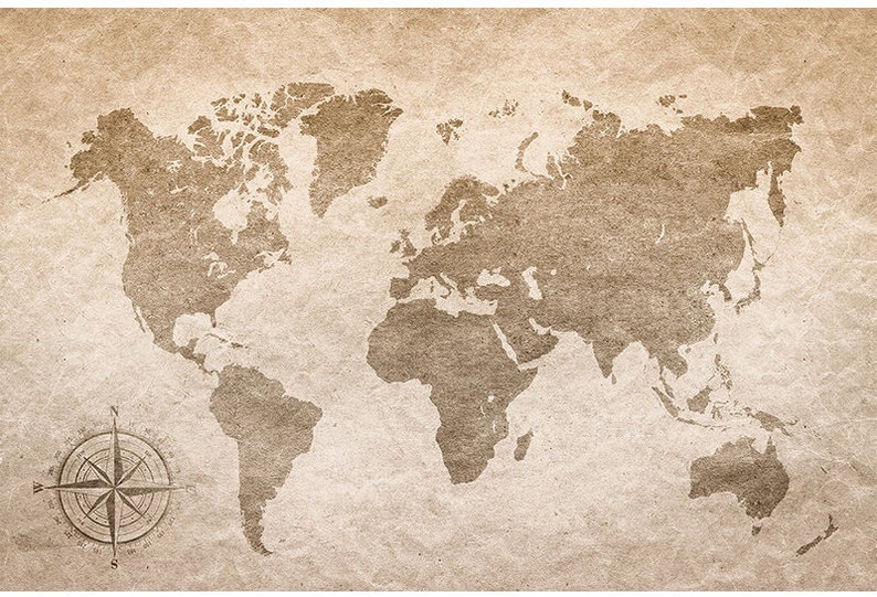 Retro Style Map Backdrop Wall Paper World Map Backdrops for - Etsy