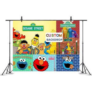 Sesamstraße Hintergrund, Kinder-Geburtstags-Party Hintergrund, Klassenzimmer-Dekor, Fotostand Hintergrund, persönliche Anpassung Hintergrund