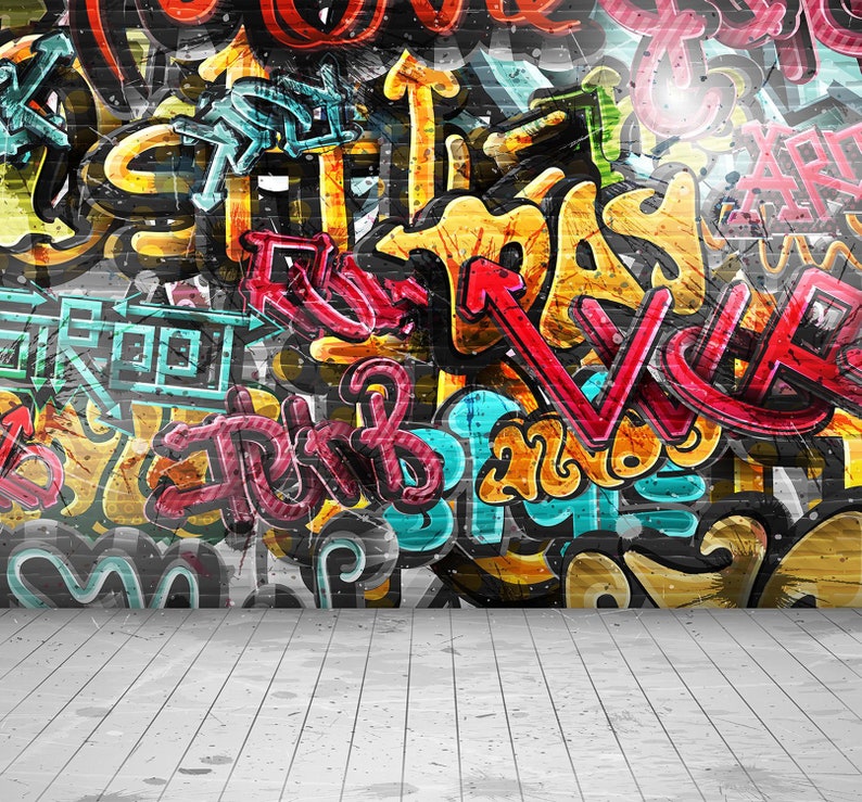 Graffiti Backdrop Wall Floor Photography Background Backdrops - Etsy