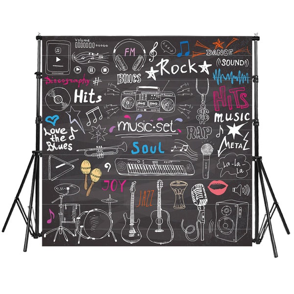 Blackboard Chalkboard Background Backdrop Music Backdrops for Photography Birthday Party Decor 80s 90s Hip Pop Printed Studio Props JHGB66