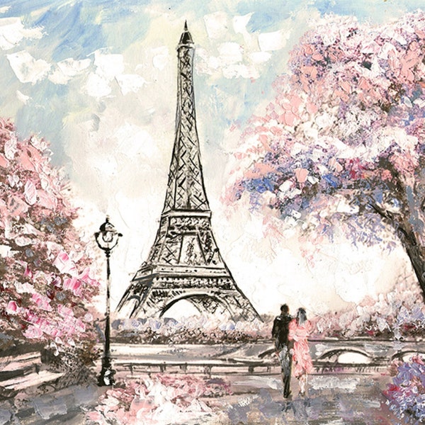 Oil Painting Flower Backdrop for Paris Eiffel Tower Photography Backdrops Summer Wedding Studio Photo Booth Background Printed Props JHGB178