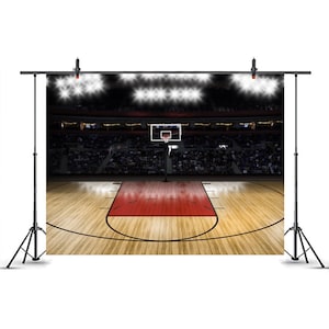 Fondo de fotografía de cancha de baloncesto: cabina de fotos deportiva para fiesta de cumpleaños