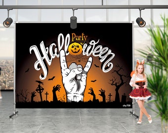 Halloween Backdrop Pumpkin lantern Moon Tree Skeleton Skull Forest Baby Photography Background Photo Studio Photophone