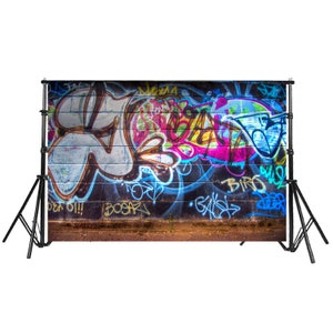 Graffiti Backdrop for Baby Shower 80s 90s Hip Pop Newborn Party Decor-Printed Fabric Photography Backdrops Background  Studio Props JHGB64