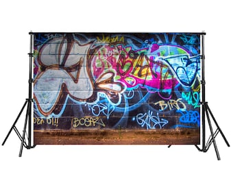 Graffiti Backdrop for Baby Shower 80s 90s Hip Pop Newborn Party Decor-Printed Fabric Photography Backdrops Background  Studio Props JHGB64