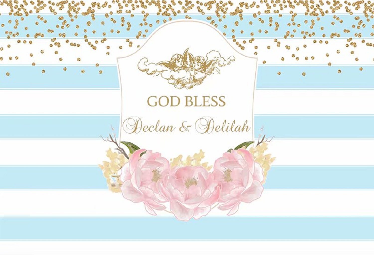 Custom God Bless Baptism Backdrop for Photography Backdrops First Communion Christening Party Decor Banner Studio Props