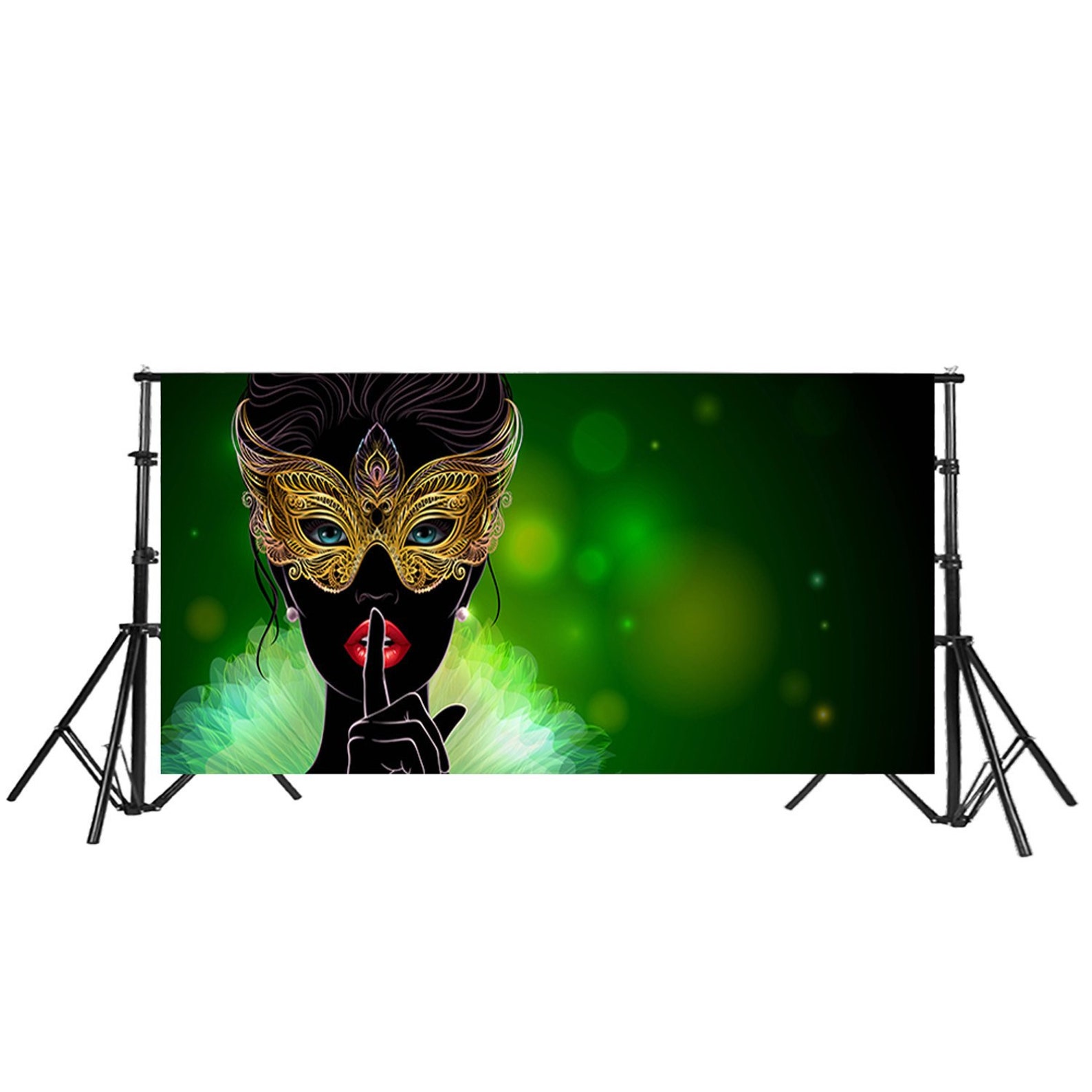 Masquerade Mask Backdrop Green Background Printed Fabric | Etsy
