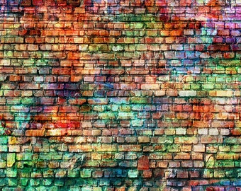 Colorful Brick Wall Graffiti Backdrop Newborn Baby Colleague - Etsy