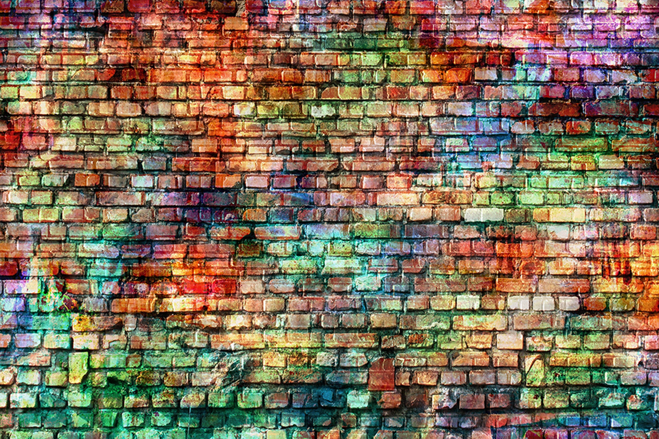  Oyihfvs Colorful Vintage Graffiti Brick Wall Paint Art