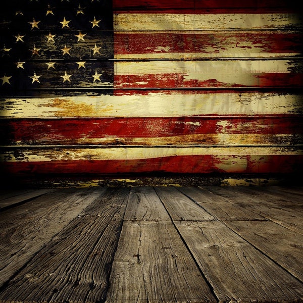 Patriotic Backdrop for Photography Backdrops Wood Floor Wall Paper Banner Sign Photo Booth Vintage Wooden Background Printed Props jh076