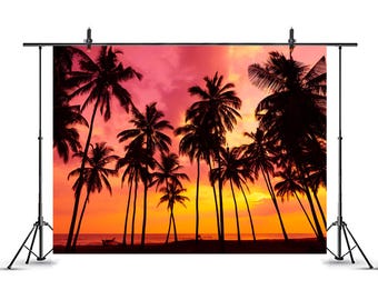 Sea Beach Backdrop for Photography Backdrops Summer Sunset Sunrise Party Palm Background Decor Banner Photo Booth Printed Fabric Props WP125