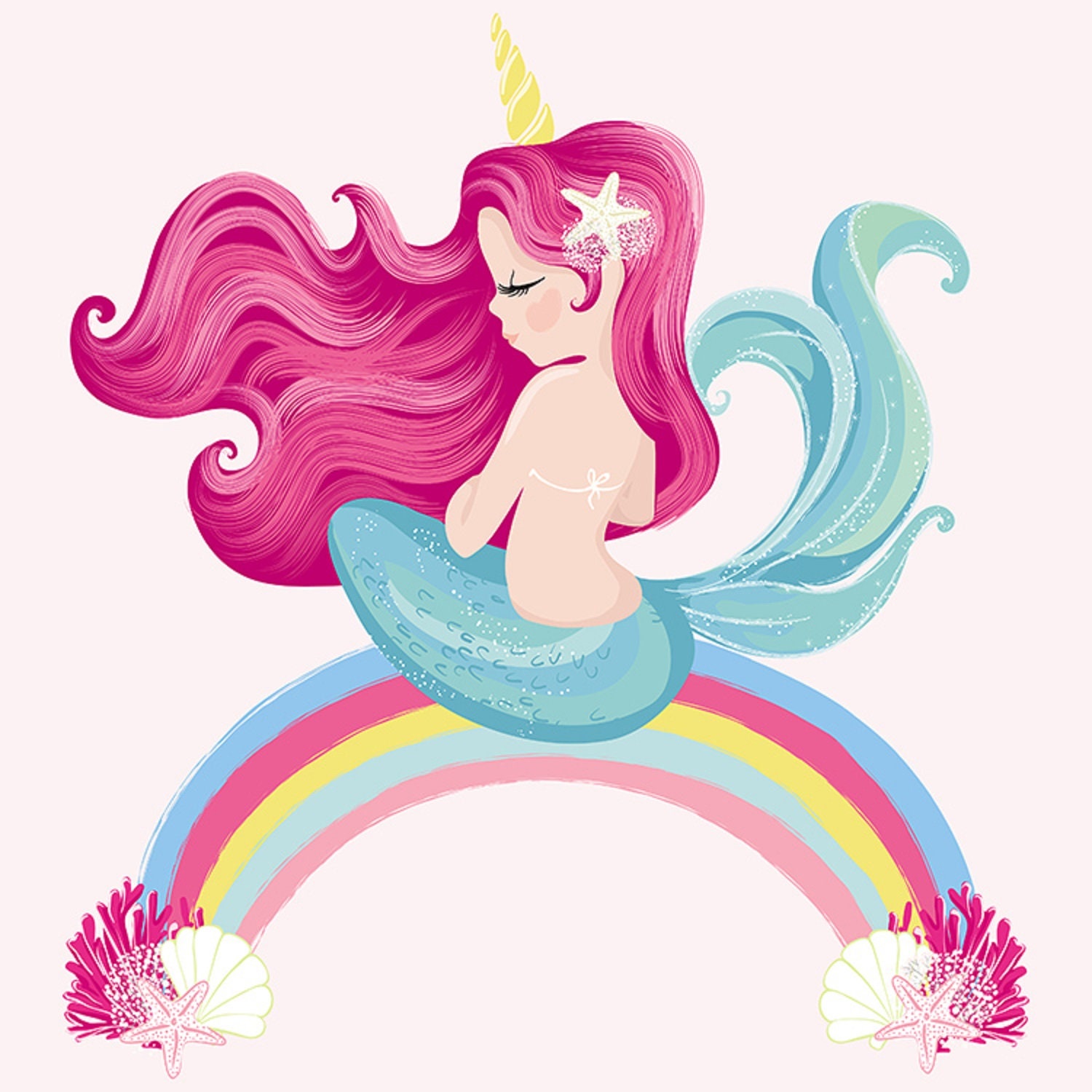 Cute Little Mermaid Backdrop Rainbow Background Photography Etsy