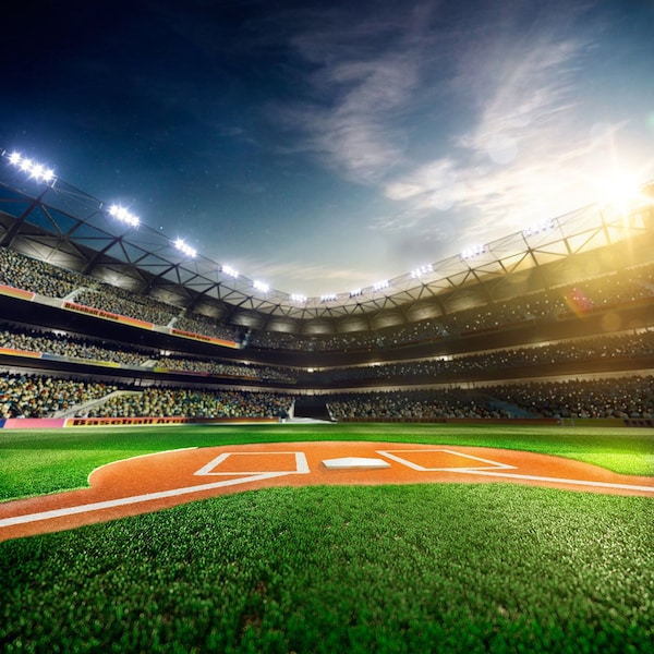 Telón de fondo del estadio de béisbol- Gran arena de béisbol, estudio deportivo, partido de fútbol de béisbol- Fondo de fotografía de tela impresa BB01