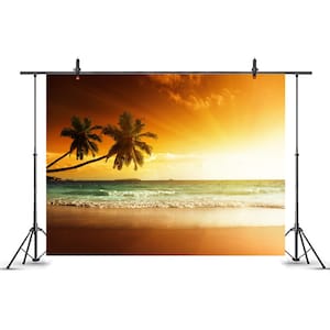 Sea Beach Backdrop for Photography Backdrops Summer Sunset Party Palm Background Decor Banner Photo Booth Printed Fabric Props jh075