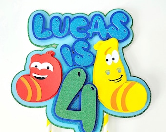 Personalized Kids Cartoon Large Cake Topper. Larva Themed Birthday Party Decor. Larva Cake Centerpiece. Custom Age