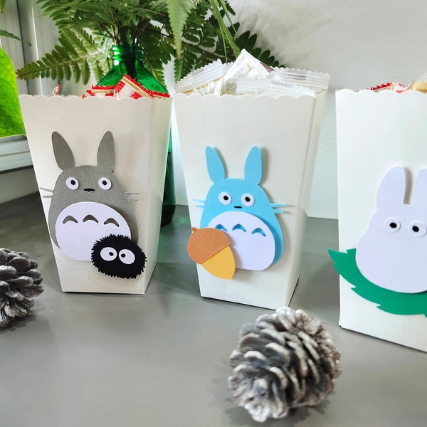 Totoro Birthday Popcorn Box Treat Box Candy Box.Forest Spirit Tororo Party Decors Party Supply.Totoro Baby Shower Decorations.First Birthday