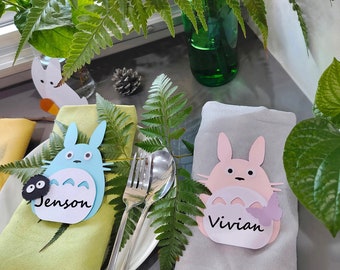 Tororo Inspired Party Supply Party Decors.Totoro Birthday Place Cards Food Labels. Forest Spirit Gift Tags. Totoro 1st Birthday