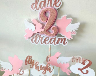 Two Fly Party Decoration 2nd Birthday Party Bundle. Second Birthday Decors. Flying Pigs Flying Bunny Cupcake Toppers.Fly High.Dare To Dream