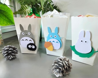 Totoro Birthday Popcorn Box Treat Box Candy Box.Forest Spirit Tororo Party Decors Party Supply.Totoro Baby Shower Decorations.First Birthday