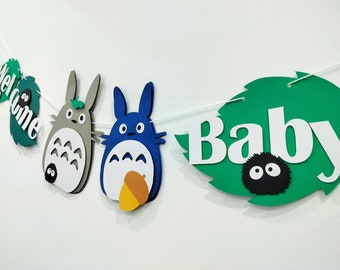 My Neighbor Totoro Inspired Baby Shower Decor Welcome Baby Banner Garland. Personalized Totoro Party Decor Party Banner Wall Hanging