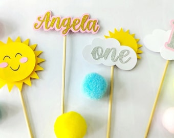 12 pcs. Personalized Little Sunshine Cupcake Toppers Muffin Toppers. You Are My Sunshine 1st Birthday Party Decor. One Year Old. Custom Age.