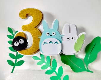 Tororo Birthday Party Decor. Forest Spirit Totoro Cake Topper Table Centerpiece. Custom Age. Totoro 1st Birthday ONE year old