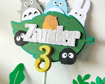 Tororo Birthday Party Decor. Forest Spirit Custom Name Totoro Cake Topper Table Centerpiece. Custom Age. Totoro Baby Shower Decor