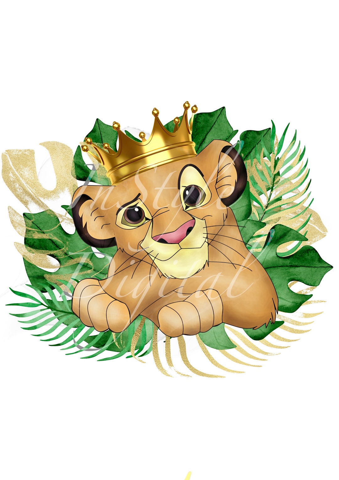 Re leone simba corona foglie verdi acquerello png clipart Etsy Italia
