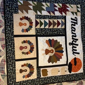 Thankful Pumpkin Turkey Table/Wall Quilt