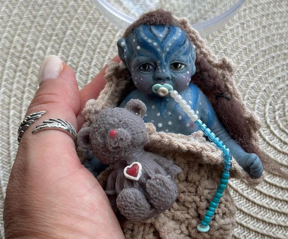 Mini Silicone Avatar Baby Doll: Handmade OOAK Collectible Art Doll