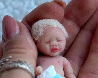 Miniatur Silikon Babypuppe Set: 3-Zoll Reborn Puppenhaus Puppe mit Zubehör
