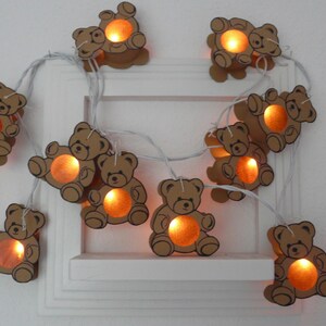 Lichterkette Teddybär für Kinderzimmer | Individuelle Farbwahl | Verschiedene Ausführungen