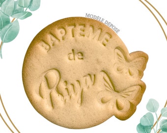 Emporte-pièce Baptême papillon timbre à biscuits personnalisé