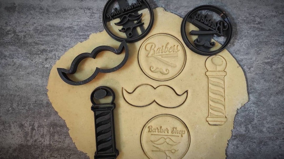 Barber Shop Cookie Cutters Mustache Scissors Scissors Etsy