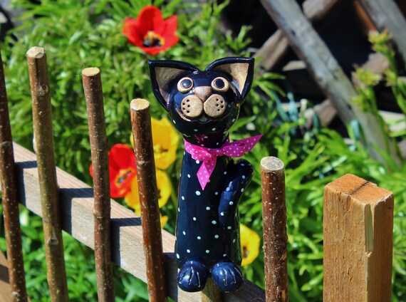 Grinsekatze Punktchen Handgetopfert Etsy