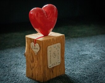 Hochzeitsgeschenk (personalisiert), Keramik-Herz