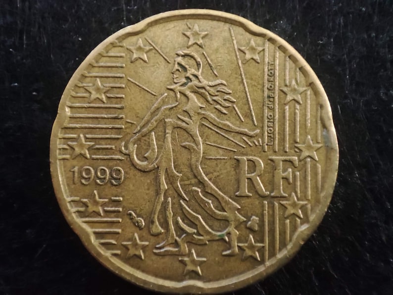 Zeldzame foutmunt, 20 cent euromunt 1999 Frankrijk, 1999 Frankrijk munt, Frankrijk 1999 Zeldzame
