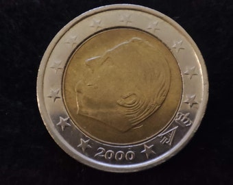 Rare Coin, 2 Euro Coin 2000 Belgium Albert II, Belgium 2000 Euro Coin with Mint Error, Collectible Gift