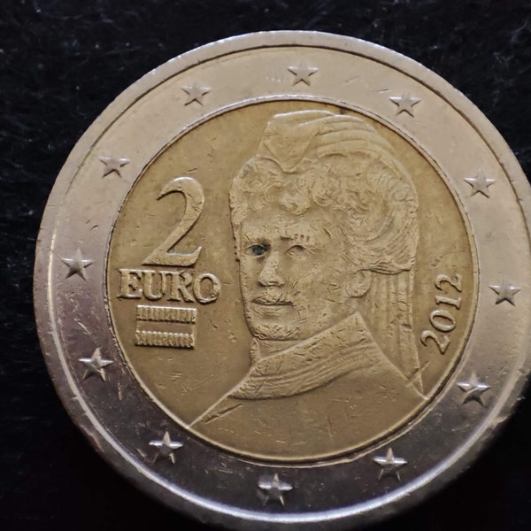 Moneda rara, moneda de 2 euros 2012, Bertha Von Suttner, Austria 2012 moneda de euro