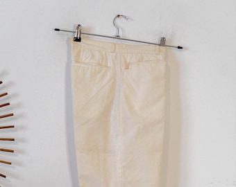 Pantalon d'été français vintage des années 1950, coton sanfor blanc * Taille 30