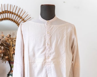 Vintage 1920s Cotton Shirt: Light Pink Detachable Collar, Size M