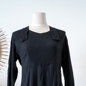 Vintage 40s 30s Dress * silk crepe black fabric * Size M