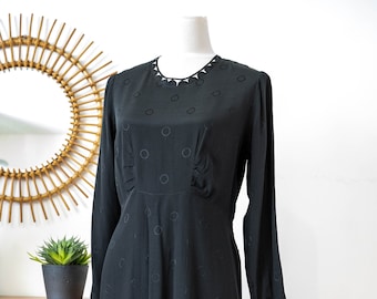Vintage 1930s French Silk Crepe Dress: Geometric Dots