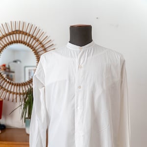 Vintage 1920s 1930s detachable collar shirt, white cotton pull over shirt * Size M 15''