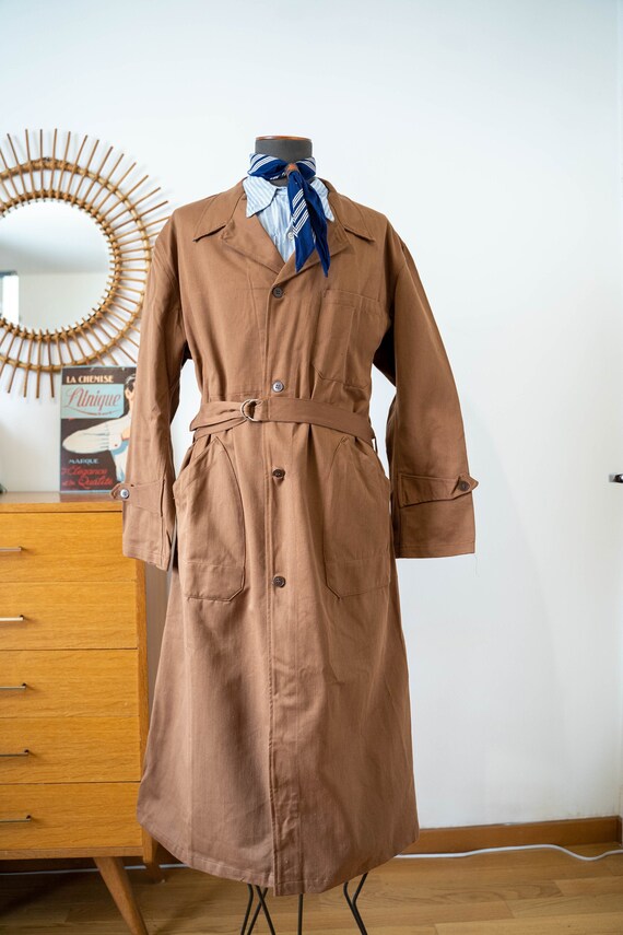 1940s-1950s NOS workwear french belted duster coat