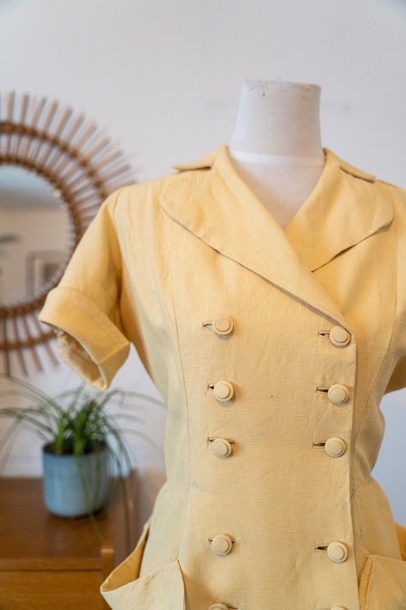 vintage 1940's 40s Handmade double breast Dress, … - image 2