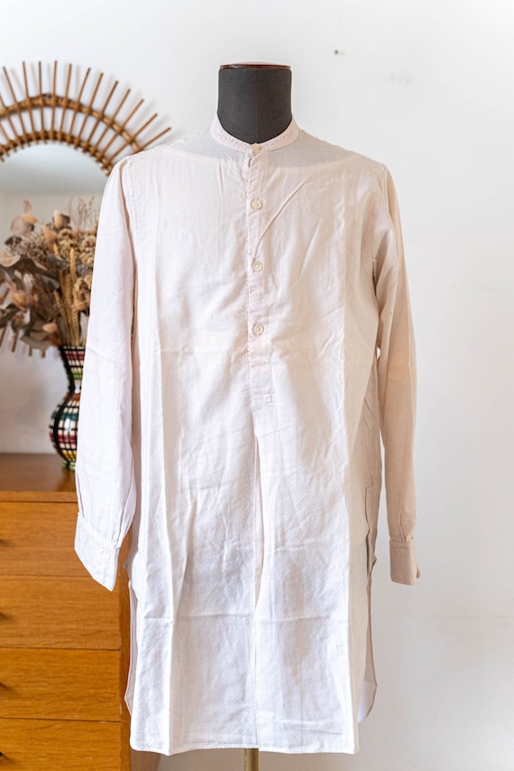 Vintage 1920s 1930s Detachable Collar Shirt, Textured Light Pink 